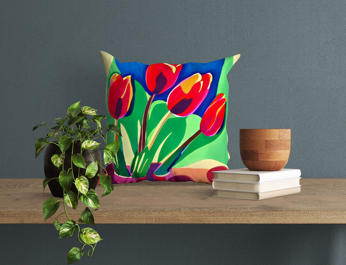Tulips Pillow Case, Flower Throw Pillow, Soft Pillow Cases, Contemporary Pillow, Square Pillow, Home And Living, Girl Pillow
