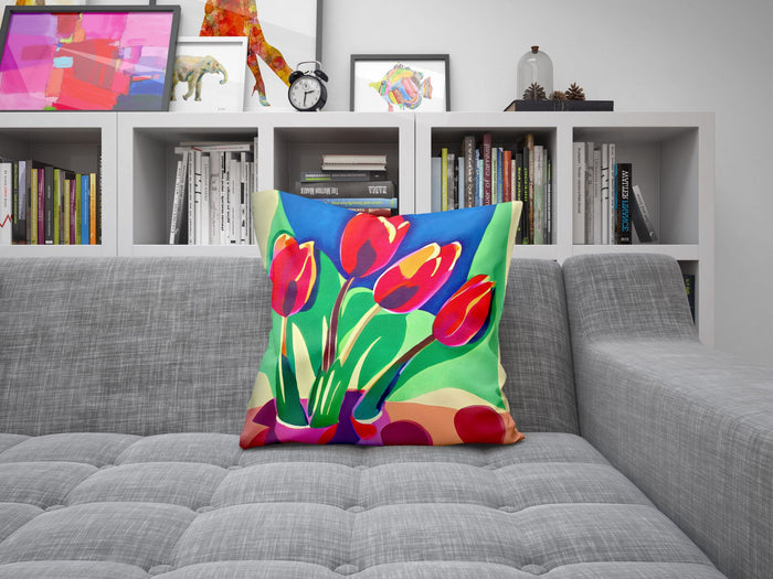 Tulips Pillow Case, Flower Throw Pillow, Soft Pillow Cases, Contemporary Pillow, Square Pillow, Home And Living, Girl Pillow