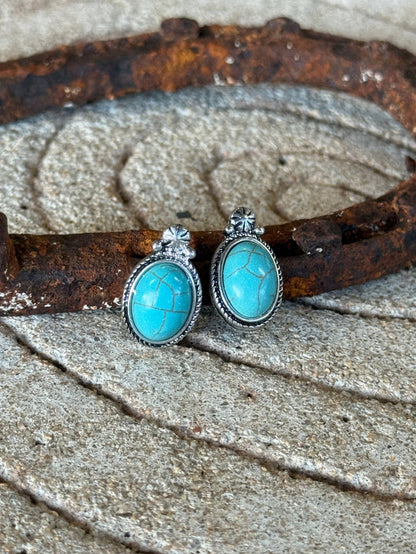 Turquoise Charm Stud Earrings