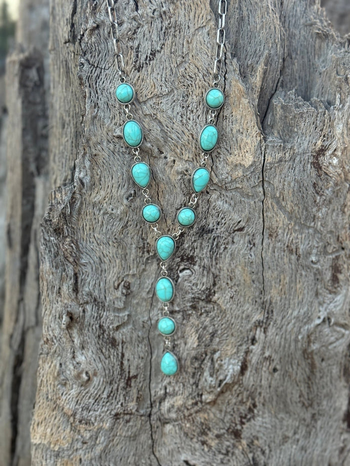 Turquoise Stones Lariat Necklace