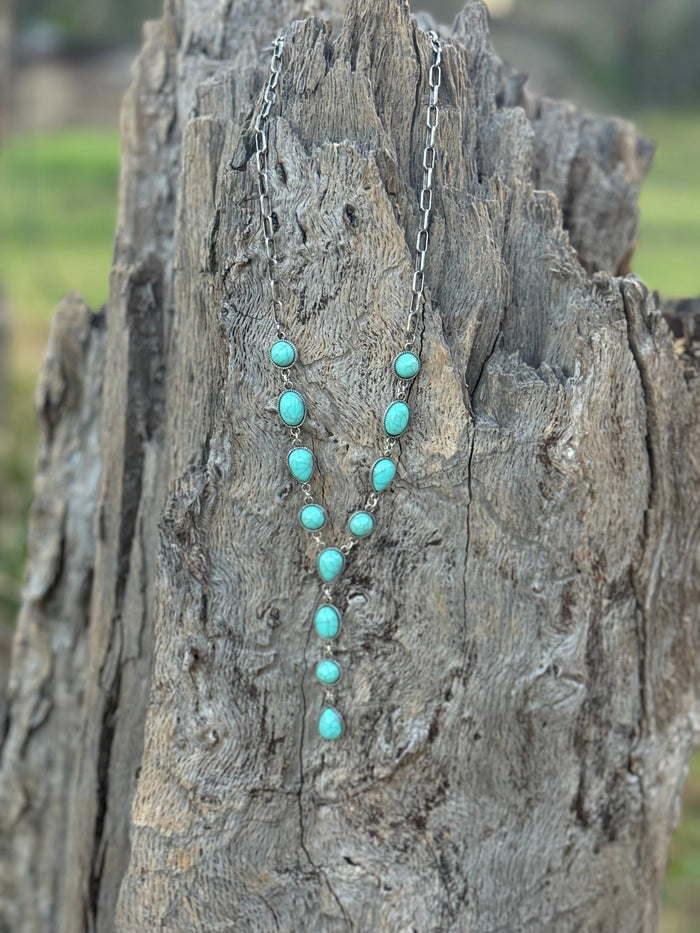 Turquoise Stones Lariat Necklace