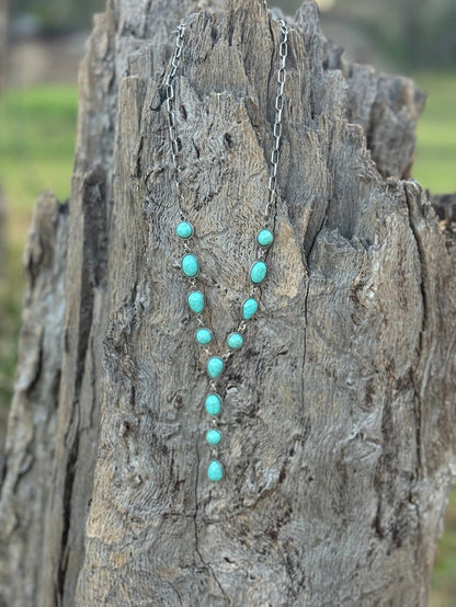 Turquoise Stones Lariat Necklace