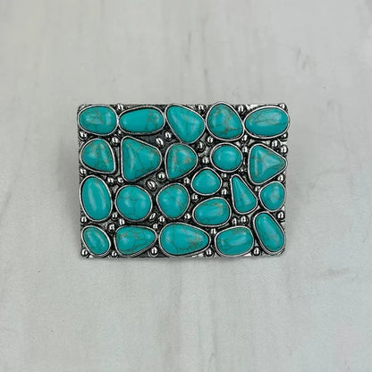 Turquoise Stones Rectangle Belt Buckle