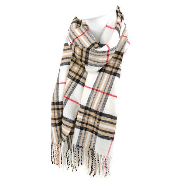 Unisex Acrylic Plaid Cashmere Feel Winter Scarf