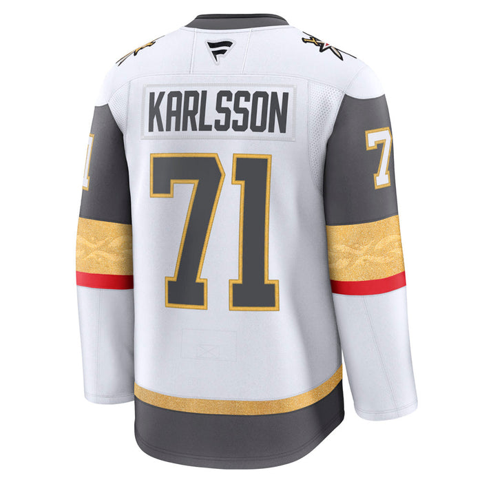 Vegas Golden Knights merchandise featuring William Karlsson 71 jersey in white, gray, gold, red