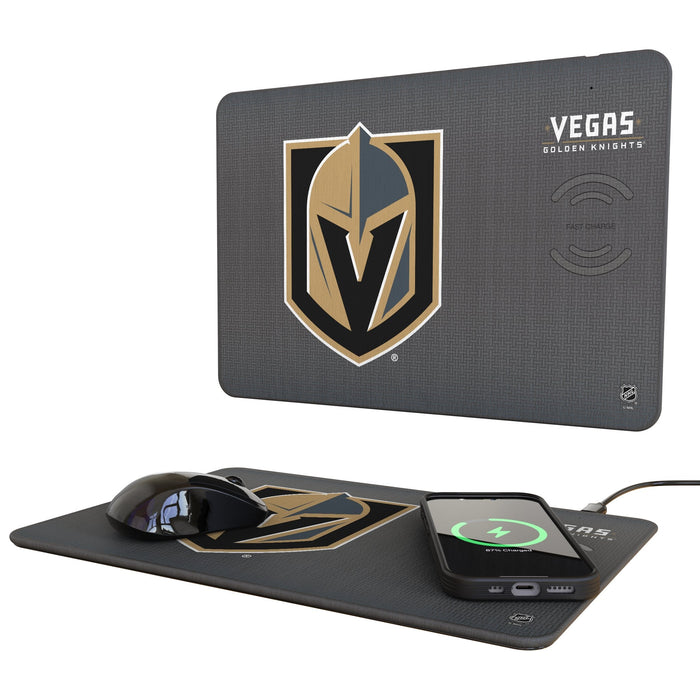 Vegas Golden Knights Linen 15-Watt Wireless Charger and Mouse Pad - Vegas Team Store