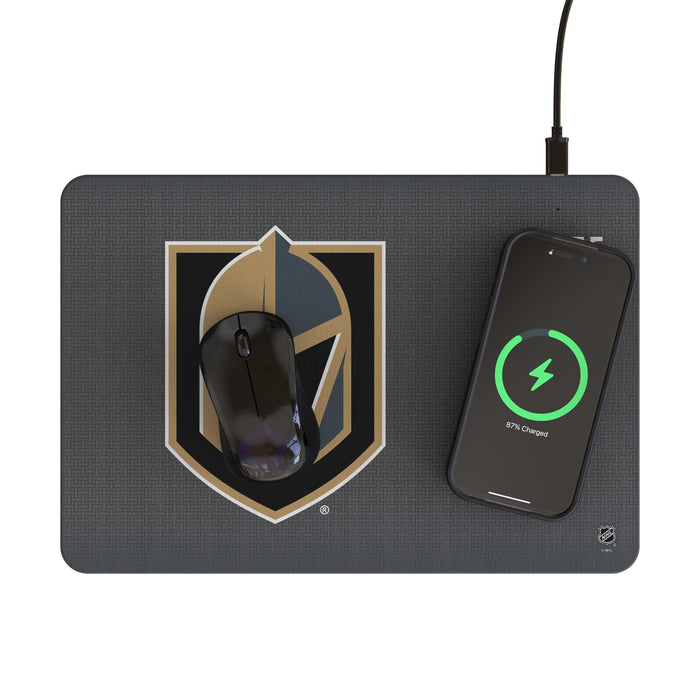 Vegas Golden Knights Linen 15-Watt Wireless Charger and Mouse Pad - Vegas Team Store