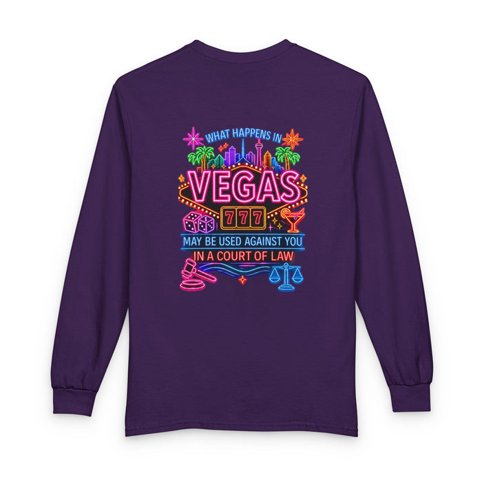 Vegas Neon Retro Long Sleeve Tee — "What Happens In Vegas" Crime Con 26'