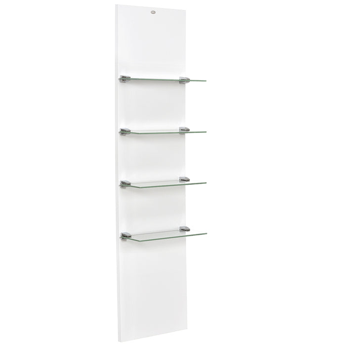 Vina Retail Display Shelf White DIR by DIR with four frosted glass shelves.