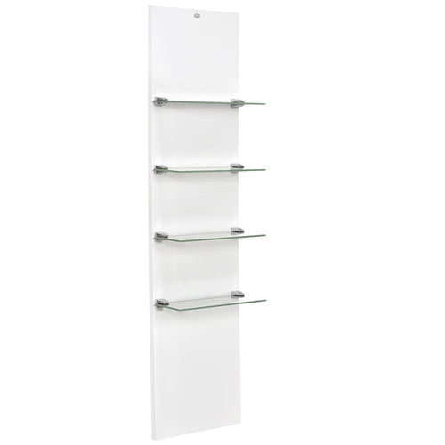 Vina Retail Display Shelf White DIR by DIR with four frosted glass shelves.