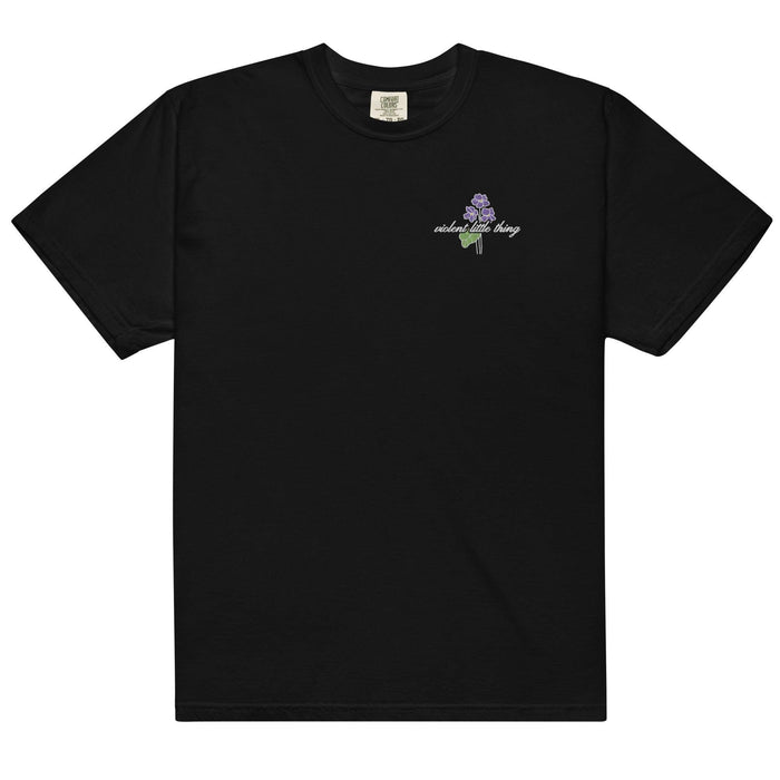 Violent Little Thing Embroidered T-shirt - The Bean Workshop - box tee, embroidered, fourth wing, rebecca yarros, violet sorrengail