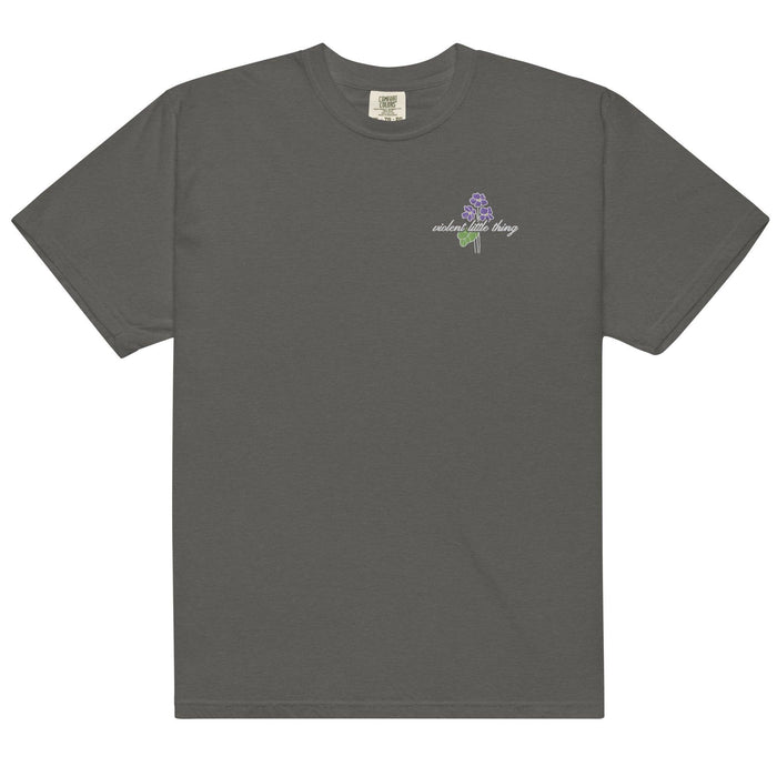 Violent Little Thing Embroidered T-shirt - The Bean Workshop - box tee, embroidered, fourth wing, rebecca yarros, violet sorrengail