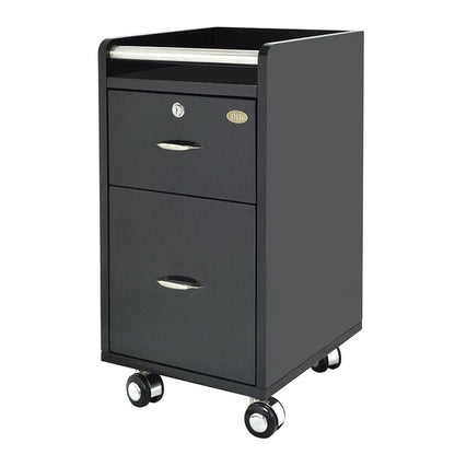 DIR Pedi-Mani Trolley Cart Black—locking, rolling cabinet ideal for manicures or pedicures.