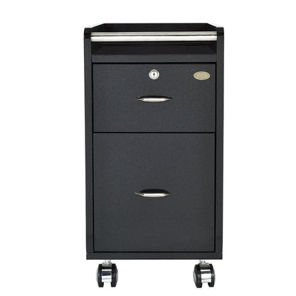 DIR Pedi-Mani Trolley Cart Black with 2 drawers and wheels, ideal for manicure or pedicure.