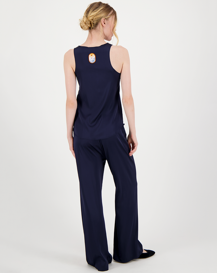 Vivi Blue Black Solid Tank Top