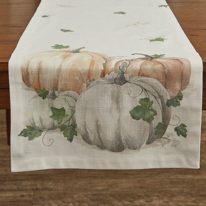 farmhouse Water Color Pumpkin Table Runner - 72"L