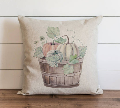 Watercolor Pumpkins in Basket Pillow Cover