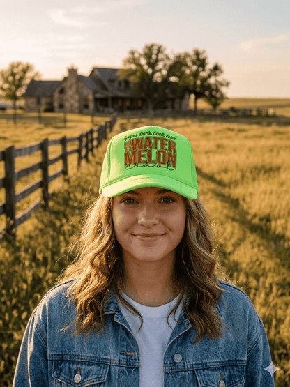 Watermelon Crawl Trucker HatNeon Green