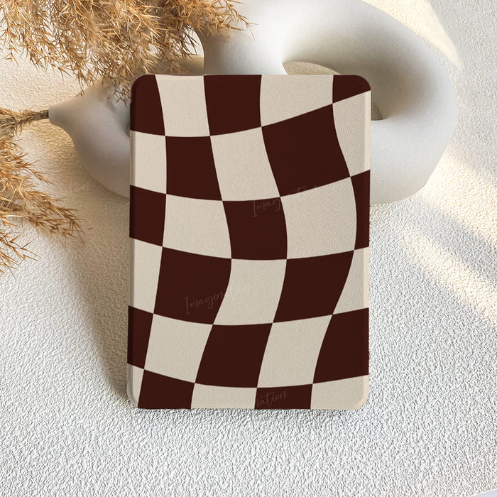 Wavy Check | Kindle Case - Brown & Cream