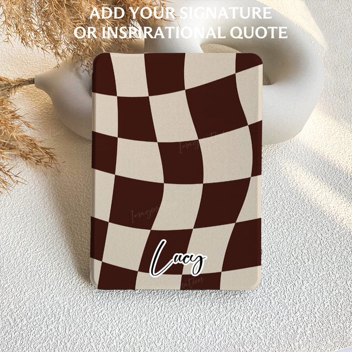 Wavy Check | Kindle Case - Brown & Cream