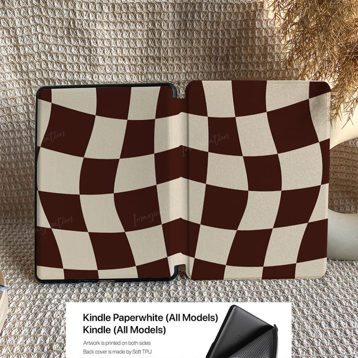 Wavy Check | Kindle Case - Brown & Cream