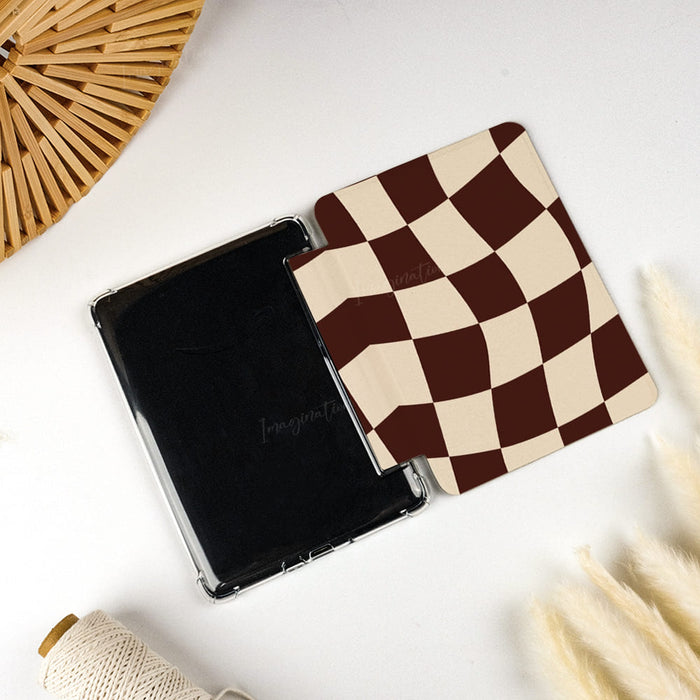 Wavy Check | Kindle Case - Brown & Cream