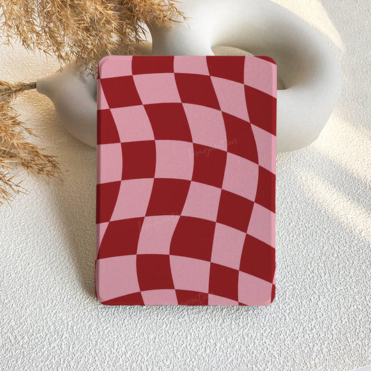Wavy Check | Kindle Case - Pink & Red