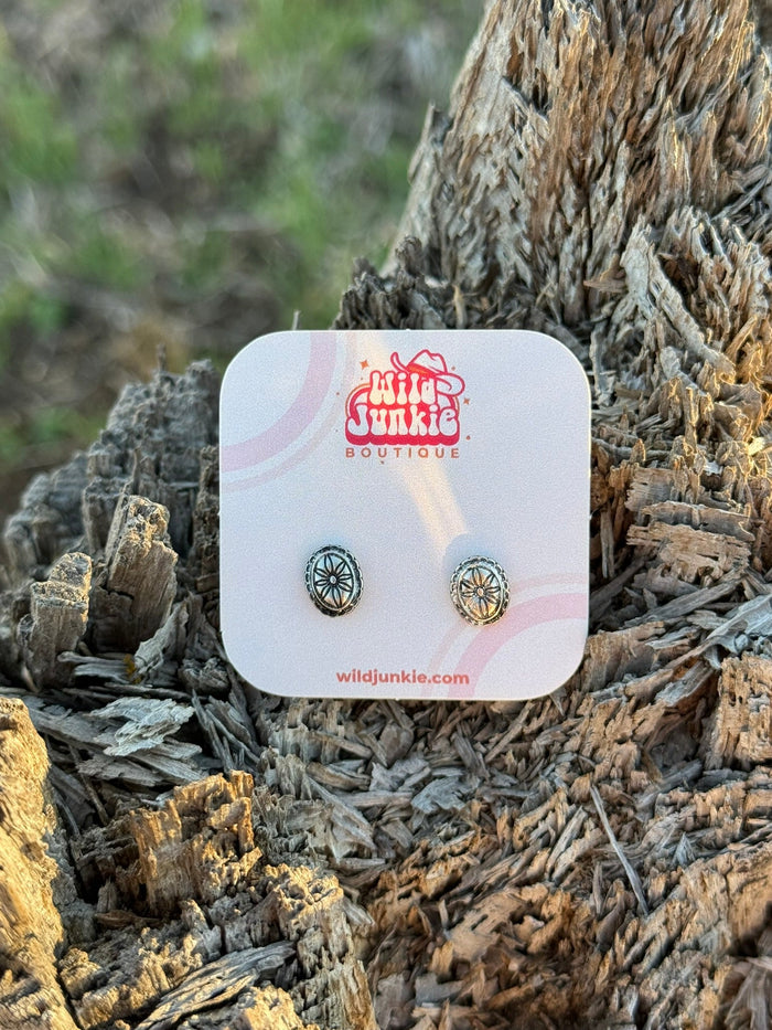 Western Oval Concho Earrings
