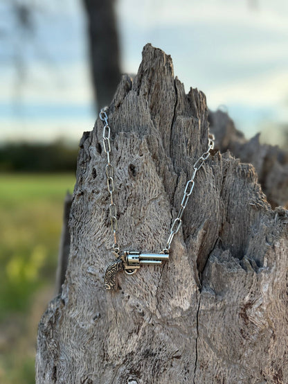 Western Pistol Charm Necklace