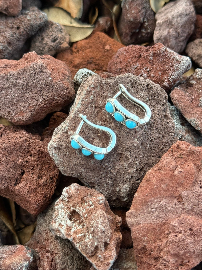Western Turquoise Clipback Earrings