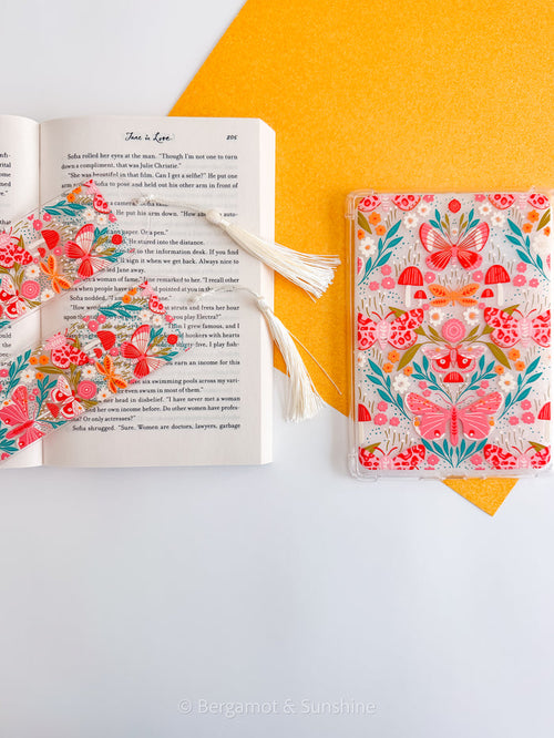 Whimsical Garden Kindle Case and/or Bookmark [Combined Listing] – Floral E-Reader Cover