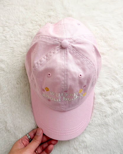 Will Yap About Books Embroidered Pigment Dyed Cap - The Bean Workshop - book lover, bookish, bookish hat, cap, cotton twill cap, Embroidered Bookish Cap, embroidered cap, embroidered hat, gift for book lovers, hat, pigment dyed cap, Reading Cap, Structured Twill Cap