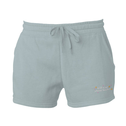 Will Yap About Books Embroidered Wave Wash Fleece Shorts - The Bean Workshop - book club, book lover, Book lover gift idea, book lovers, bookaholic, bookaholic gift, bookish, Bookish Apparel, bookish gift, Bookish Loungewear, Booktok, bookworm gift, Fantasy Book Merch, shorts