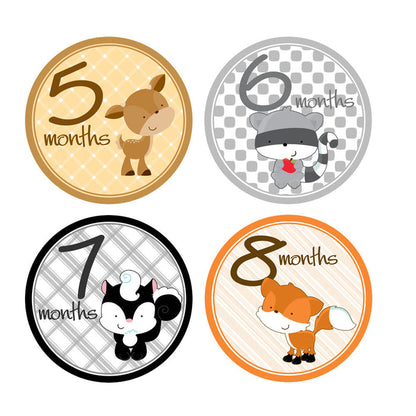 Woodland Critters Monthly Baby Stickers onesie sticker - INKtropolis