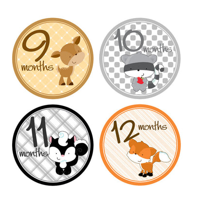 Woodland Critters Monthly Baby Stickers onesie sticker - INKtropolis