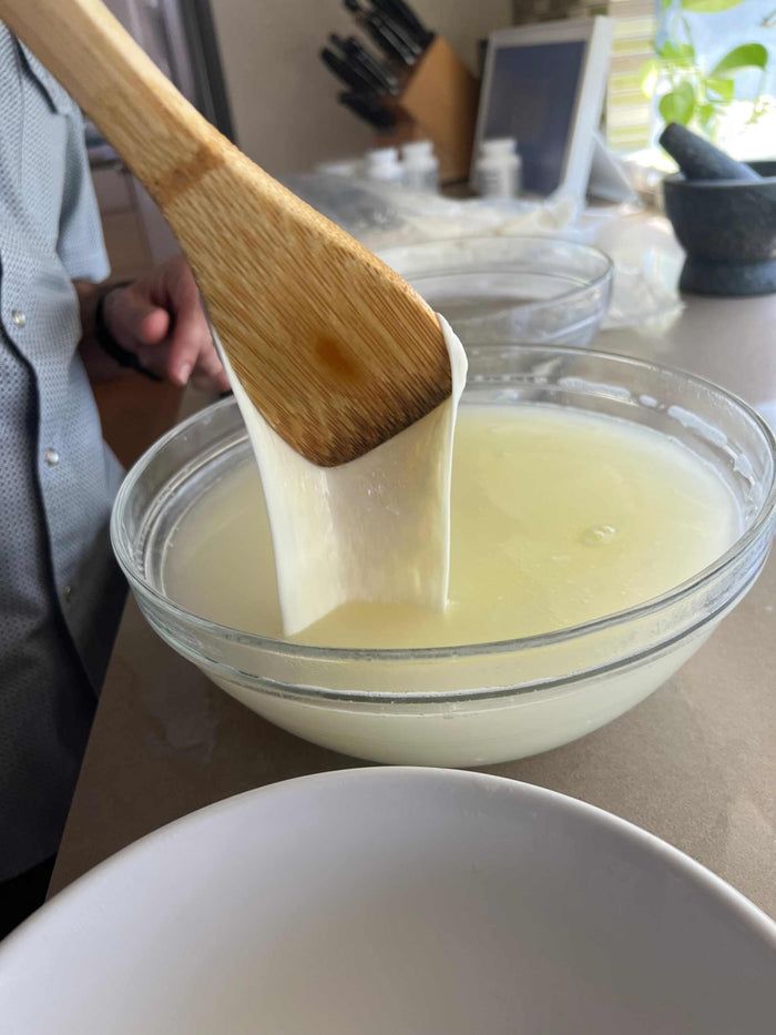 John Antonelli making fresh mozzarella