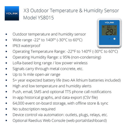 X3 Outdoor Temperature & Humidity Sensor Model YS 8015
