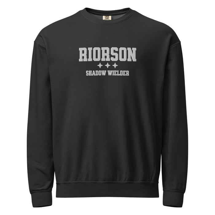 Xaden Riorson Embroidered Fleece Crewneck Sweatshirt - The Bean Workshop - Basgiath, Book Boyfriend, Booktok, Cozy Reader, Embroidered Bookish Sweatshirt, Fantasy Apparel, Fourth Wing Merch, Iron Flame, Premium, Riorson Shadow Wielder Fleece Sweatshirt, Romantasy, White Embroidery, Xaden Riorson Gift