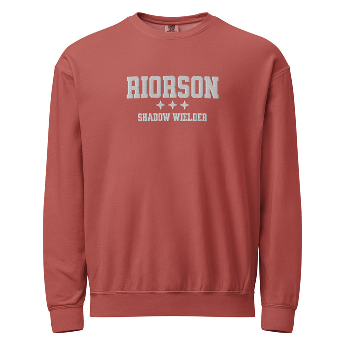 Xaden Riorson Embroidered Fleece Crewneck Sweatshirt - The Bean Workshop - Basgiath, Book Boyfriend, Booktok, Cozy Reader, Embroidered Bookish Sweatshirt, Fantasy Apparel, Fourth Wing Merch, Iron Flame, Premium, Riorson Shadow Wielder Fleece Sweatshirt, Romantasy, White Embroidery, Xaden Riorson Gift