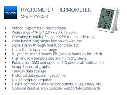 Model YS8023 hygrometer thermometer with wide range for indoor use