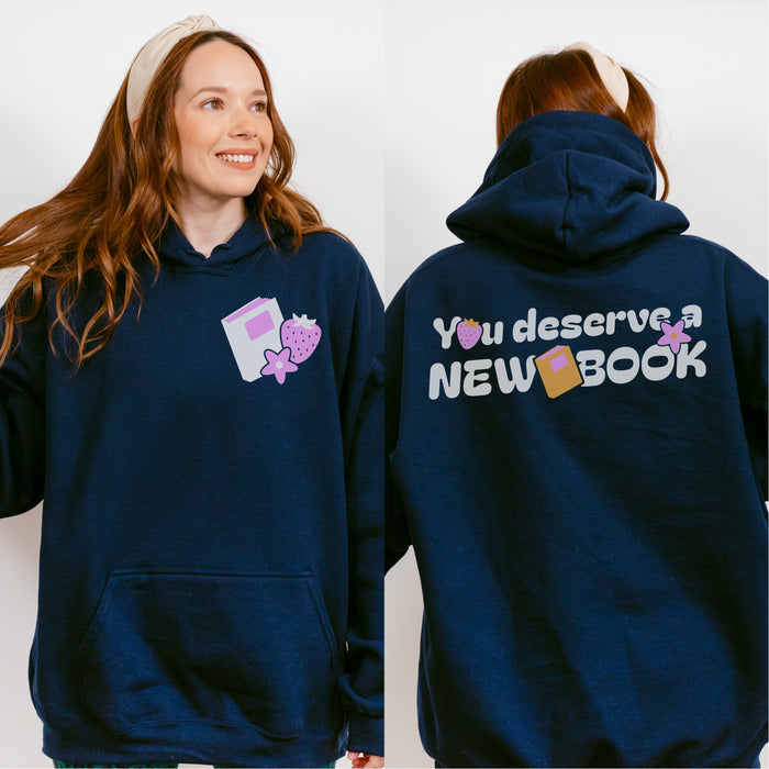 You Deserved A New Book Hoodie - The Bean Workshop - book buying, book design, book hoodie, book justification, book lover gift, bookaholic hoodie, bookworm gift, funny hoodie, read everyday, reading hoodie, Short n' Sweet Collection