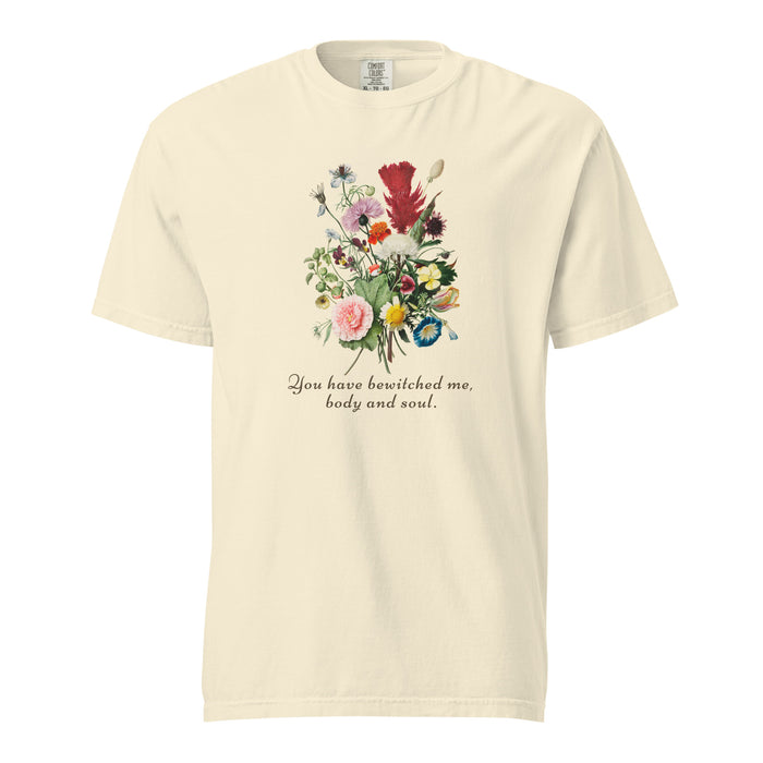You Have Bewitched Me, Body and Soul T-shirt - The Bean Workshop - Austenites, Bookish Fashion, Botanical Floral Design, Classic Novel, Cottagecore Aesthetic, Jane Austen, Literary Enthusiast, Mr Darcy Bewitched Body and Soul Shirt, Pride and Prejudice, Reader Wardrobe, Romantic Literature Gift for Her, T-shirt, Vintage Illustration