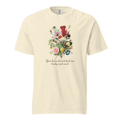 You Have Bewitched Me, Body and Soul T-shirt - The Bean Workshop - Austenites, Bookish Fashion, Botanical Floral Design, Classic Novel, Cottagecore Aesthetic, Jane Austen, Literary Enthusiast, Mr Darcy Bewitched Body and Soul Shirt, Pride and Prejudice, Reader Wardrobe, Romantic Literature Gift for Her, T-shirt, Vintage Illustration