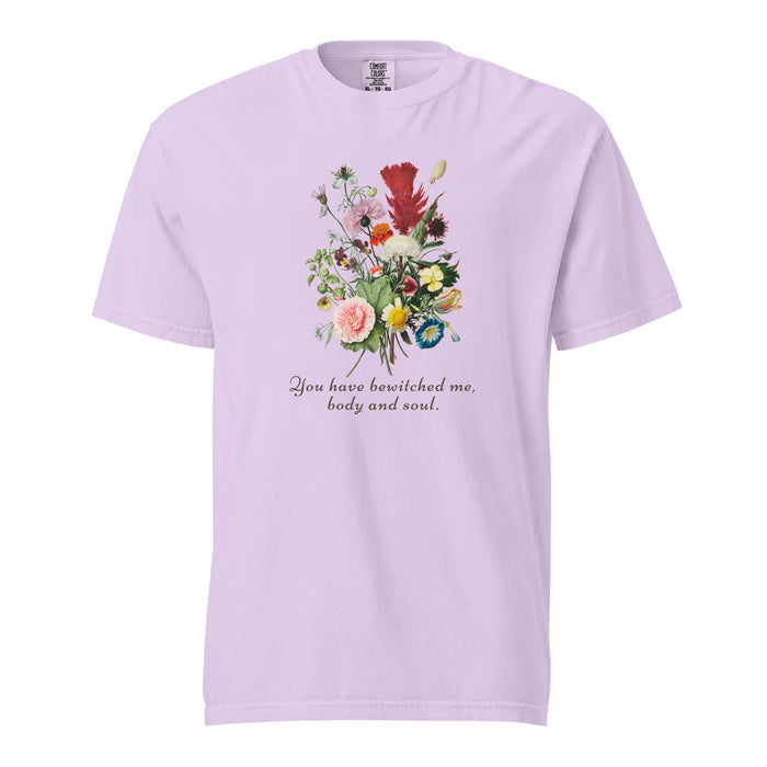 You Have Bewitched Me, Body and Soul T-shirt - The Bean Workshop - Austenites, Bookish Fashion, Botanical Floral Design, Classic Novel, Cottagecore Aesthetic, Jane Austen, Literary Enthusiast, Mr Darcy Bewitched Body and Soul Shirt, Pride and Prejudice, Reader Wardrobe, Romantic Literature Gift for Her, T-shirt, Vintage Illustration