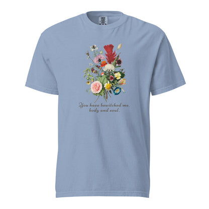 You Have Bewitched Me, Body and Soul T-shirt - The Bean Workshop - Austenites, Bookish Fashion, Botanical Floral Design, Classic Novel, Cottagecore Aesthetic, Jane Austen, Literary Enthusiast, Mr Darcy Bewitched Body and Soul Shirt, Pride and Prejudice, Reader Wardrobe, Romantic Literature Gift for Her, T-shirt, Vintage Illustration